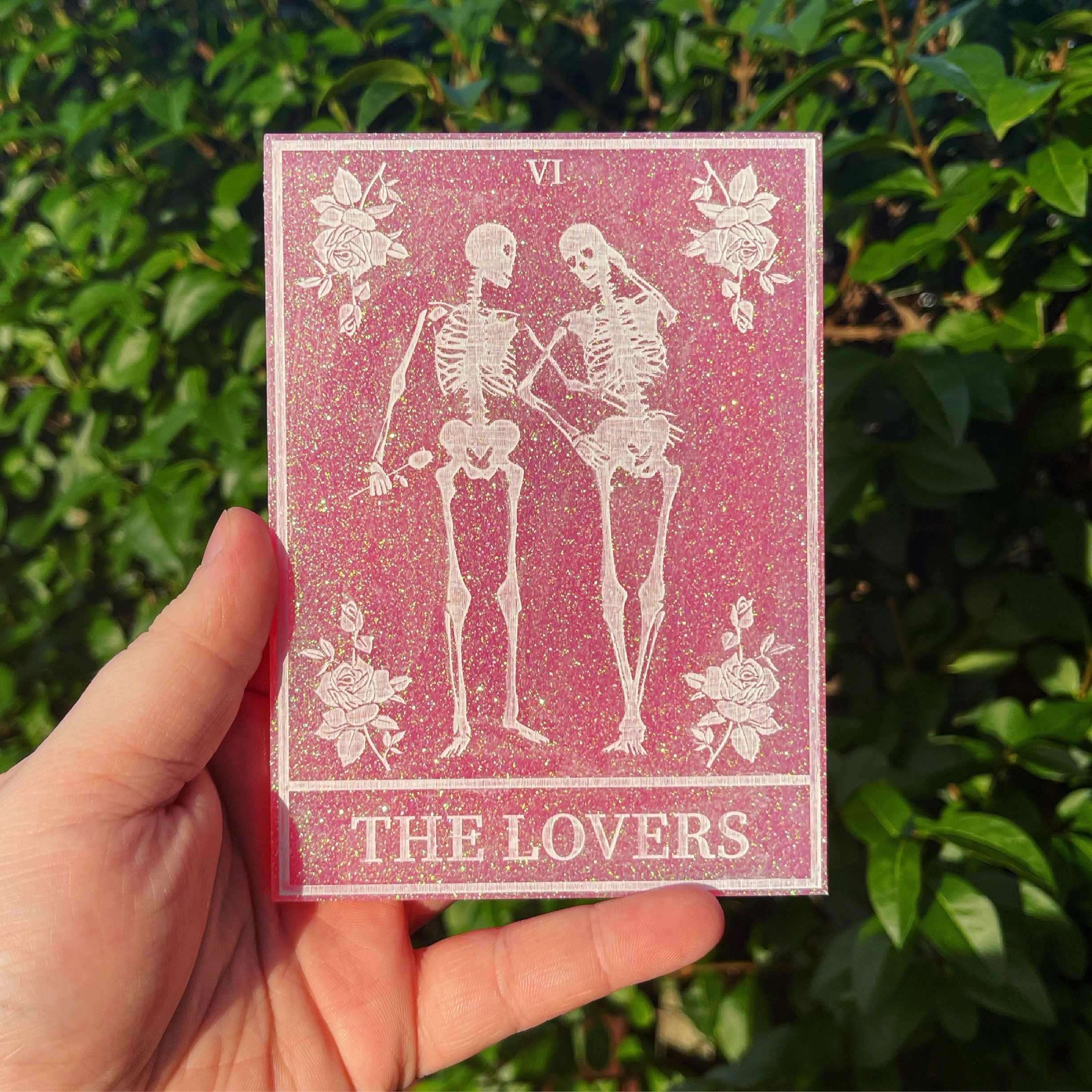 The Lovers Glitter Pink Resin Tarot plaque Etsy