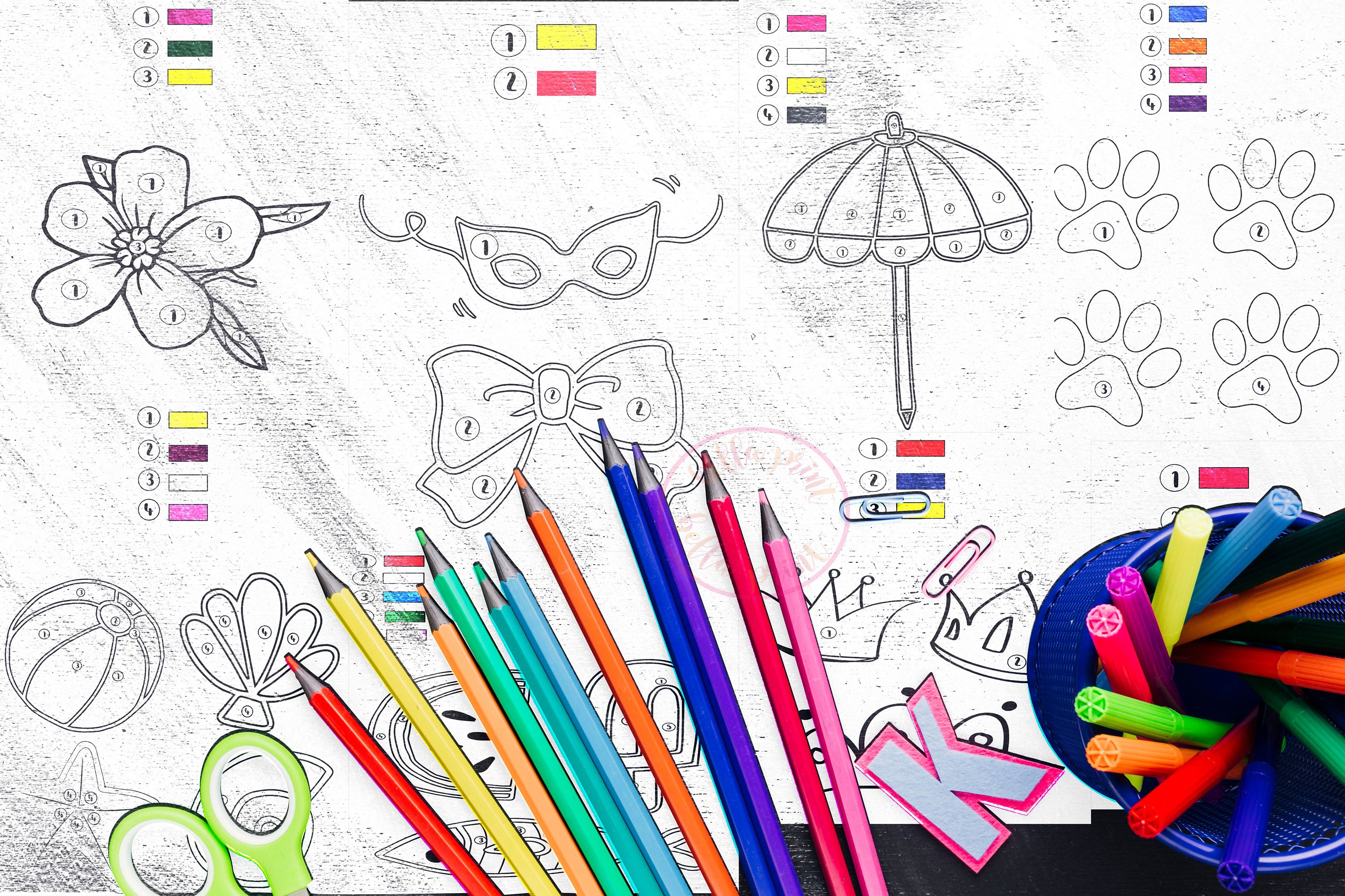 COLORING Pages for Kids Instant Download PDF 11 Pages With Guid Colors ...