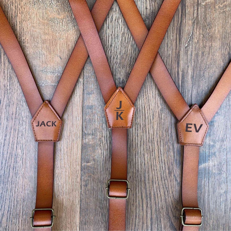 Personalized Groomsmen Gif ine Leather Adjustable Suspenders image 0