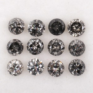 0.52 CT, 2.1 MM | Salt And Pepper Diamond | Round Brilliant Cut Diamond | Natural Loose Diamond For Earring & Wedding Ring [12 PCS] | OM4687