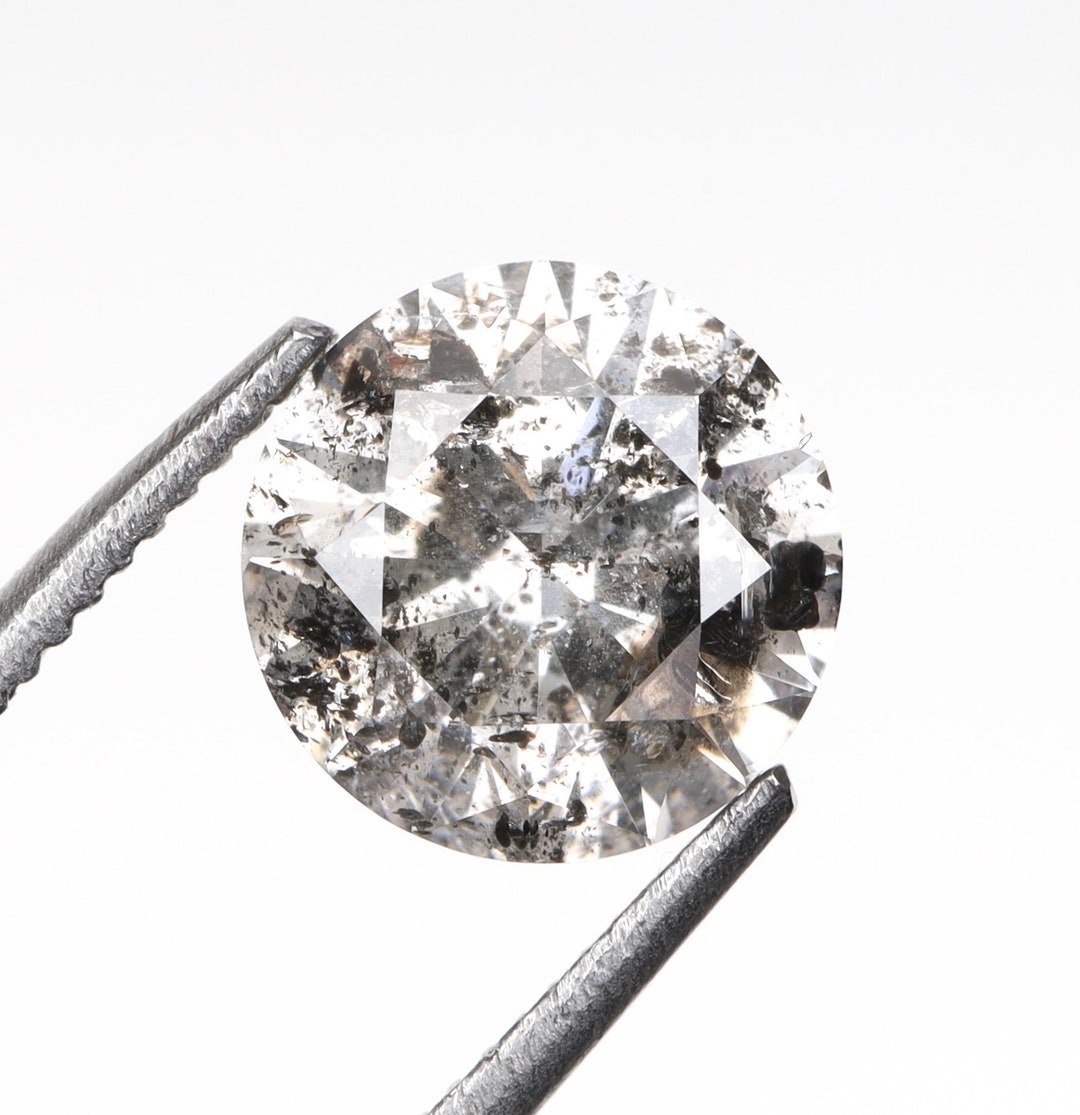 1.05 CT, 6.3 MM Salt and Pepper Diamond Round Brilliant Cut Diamond