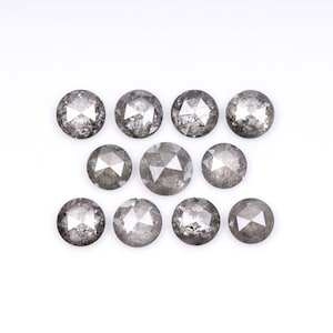 1.54 CT, 3.1 To 3.7 MM | Salt And Pepper Diamond | Round Rose Cut Diamond | Natural Loose Diamond For Wedding Ring | [11 PCS] | OM9619