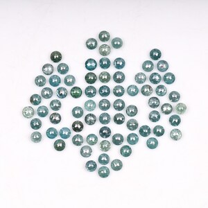 3.75 CT,2.1 MM | Enhanced Blue Color Diamond | Round Rose Cut Diamond | Natural Loose Earth Mined Diamond, Engagement Ring [73 PCS] | OM7016