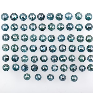 5.8 CT, 2.5 MM | Enhanced Blue Color Diamond | Round Rose Cut Diamond | Natural Loose Earth Mined Diamond For Earring Pair [65 PCS] | OM2807