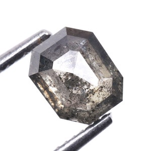0,44 ct, 4,6 X 3,8 MM | Salz und Pfeffer Smaragdschliff Diamant | Natürlicher Loser Diamant abgebaut für Verlobungsring & Ehering | OM0817