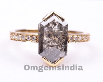 Engagement Ring For Women | Wedding Ring | Anniversary Ring | Promise Ring | Bridal Ring | Gold Ring Salt And Pepper Diamond Ring | OMJ0002