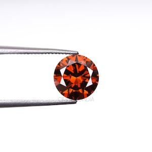 1.0 CT, 6.50 MM | Red Diamond | Round Brilliant Cut Diamond | Lab Grown Diamond | Loose Diamonds For Wedding Ring, Pendant, Earring Pairs