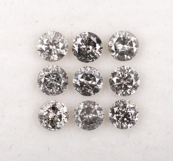 1.06 CT 3.1 MM Salt and Pepper Round Brilliant Cut Diamond Natural Loose Diamond for Engagement Ring Wedding Ring 9 PCS OM4657 Etsy
