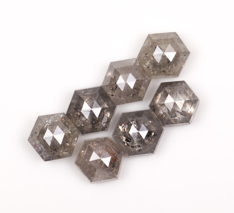 Engagement Ring Jewelry Diamonds OM4341 1.67 CT Best Price Diamonds 7 pcs 3.6 To 4.0 MM Salt And Pepper Hexagon Shape Minimal Diamonds
