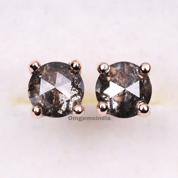 Salt And Pepper Diamond Stud Earrings | Earrings Pairs | Piercing Jewelry | Piercing Studs | Piercing Earrings | Diamond Earrings | OMJ0115