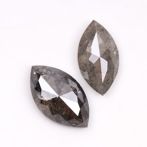 0,98 ct, 6,8 bis 7,3 MM | Salz und Pfeffer Diamant im Marquiseschliff | Natürlicher Loser Diamant für Verlobungsring & Ehering | [2STK] | OM6327