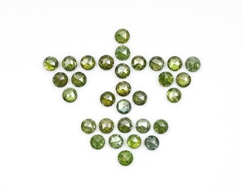 0.82 CT, 1.8 MM | Enhanced Green Color Diamond | Round Rose Cut Diamond | Natural Loose Diamond For Earring & Wedding Ring [31 PCS] | OM9424