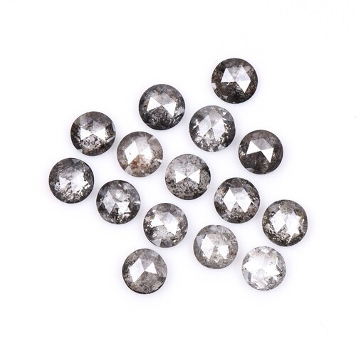 0.46 CT, 2.0 MM | Salt And Pepper Diamond | Round Rose Cut Diamond | Natural Loose Earth Mined Diamond For Engagement shops Ring [15 PCS] | OM7138