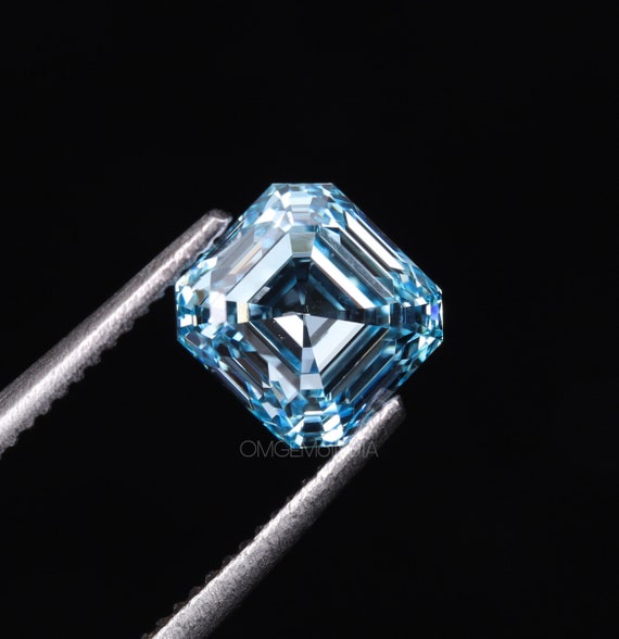 Asscher cut blue diamond sale