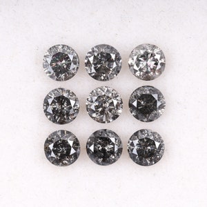1.45 CT, 3.4 MM | Salt And Pepper Diamond | Round Brilliant Cut Diamond | Natural Loose Earth Mined Diamond For Earring [9 PCS] | OM9022