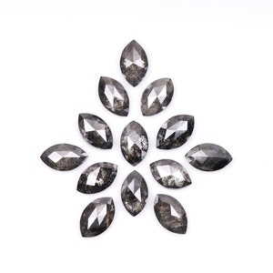 1.33 ct, 4,0 X 2,5 MM | Salz und Pfeffer Diamant im Marquiseschliff | Natürlicher loser Diamant für Verlobungsring & Ehering [13 STÜCK] | OM2753