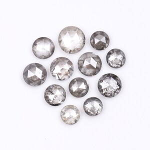 0.74 CT, 2.1 To 2.9 MM | Salt And Pepper Round Rose Cut Diamond | Natural Loose Earth Mined Diamond For Engagement Ring | [12 PCS] | OM7145