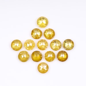 1.12 CT, 2.4 To 2.5 MM | Enhanced Yellow Color Diamond | Round Rose Cut Diamond | Natural Loose Diamond For Wedding Ring [13 PCS] | OM9801