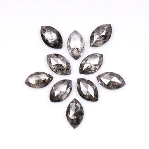 1,05 ct, 4,0 X 2,5 MM | Salz und Pfeffer Diamant im Marquiseschliff | Natürlicher loser Diamant für Verlobungsring & Ehering [10 Stück] | OM2754