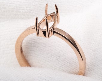 Semi Mount Ring Setting Customize Ring 4-Prong Solitaire Ring Pear Diamond Ring Setting Personalized Engraving Ring Setting Rose Gold Ring
