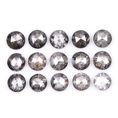 0.46 CT, 2.0 MM | Salt And Pepper Diamond | Round Rose Cut Diamond | Natural Loose Earth Mined Diamond For Engagement shops Ring [15 PCS] | OM7138