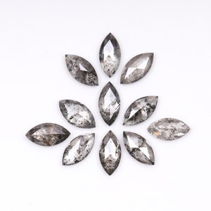 0,77 ct, 4,0 X 2,0 MM | Salz und Pfeffer Diamant im Marquiseschliff | Natürlicher loser Diamant für Ohrringpaar & Ehering [11 STÜCK] | OM7479