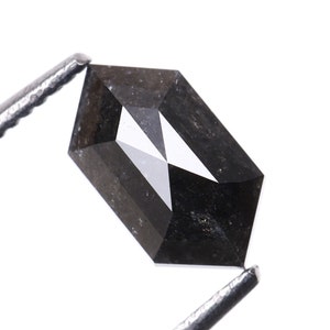 0,67 ct, 7,1 X 4,0 MM | Salz und Pfeffer Sechseckschliff Diamant | Natürlicher Loser Diamant abgebaut für Verlobungsring & Ehering | OM7466