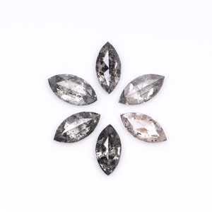 0,19 ct, 3,0 X 1,5 MM | Salz und Pfeffer Diamant im Marquiseschliff | Natürlicher loser Diamant für Verlobungsring & Ehering [6 STÜCK] | OM7760