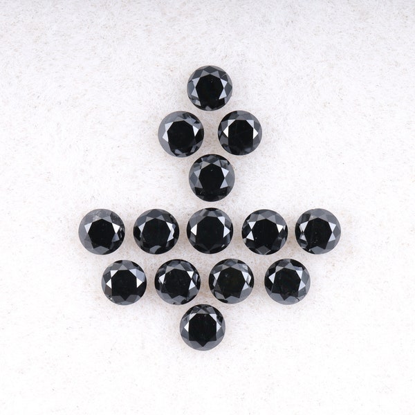 0.56 CT, 2.0 MM | Enhanced Black Color Diamond | Round Brilliant Cut Diamond | Natural Loose Diamond For Earring Pair [14 PCS] | OM9905