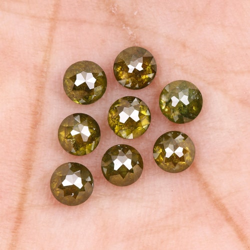 1.69 CT, 3.3 MM | Enhanced Green Diamond shops | Round Rose Cut Diamond | Natural Loose Earth Mined Diamond For Engagement Ring [8 PCS] | OM6947