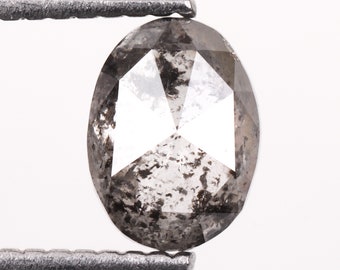 6.5 X 5.7 MM Oval Cut Diamond Handcrafted Jewelry Making Diamond Natural Loose Minimal Diamond Salt And Pepper Diamond OM5987 0.66 CT