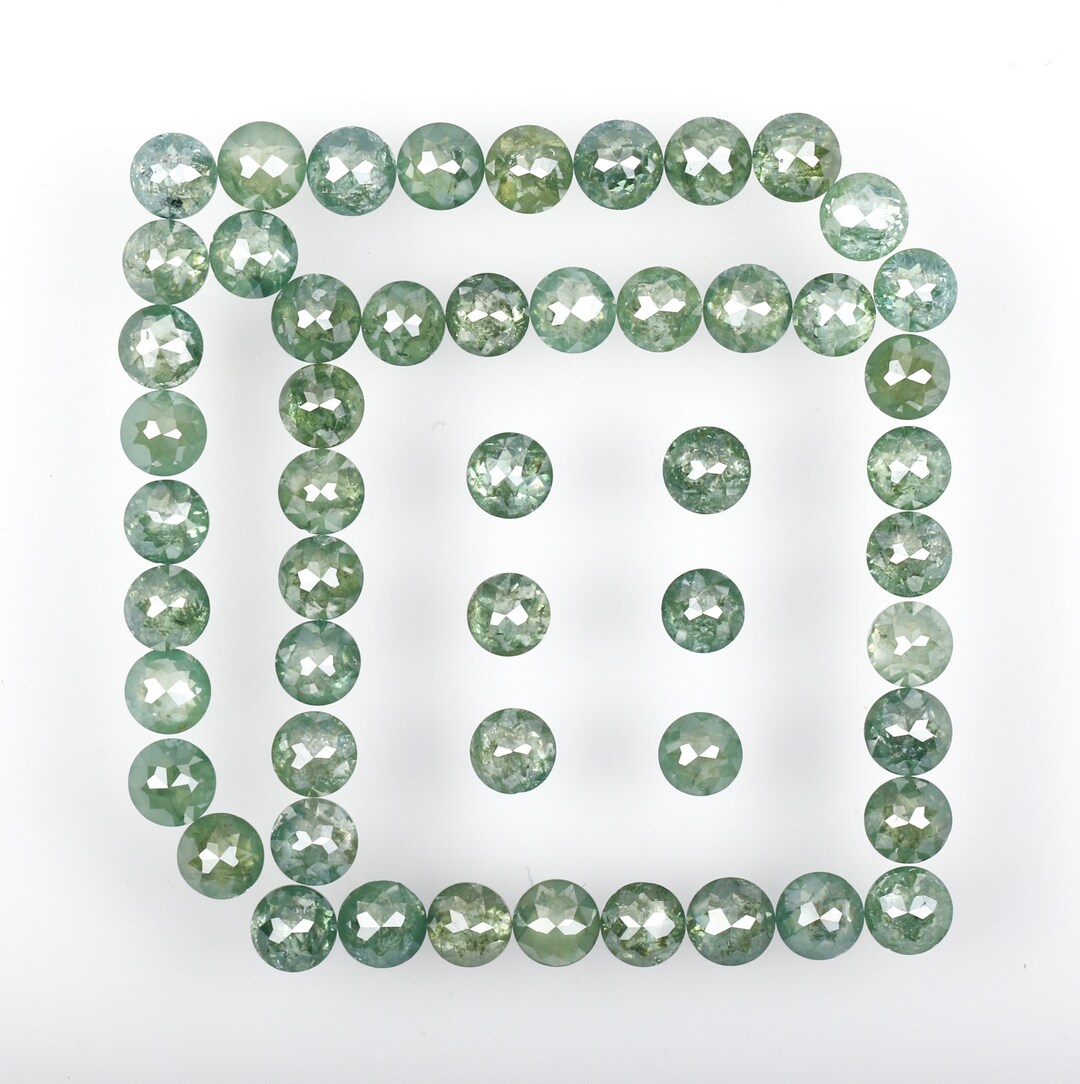 Green Roses Diamond 6.43 CT, 2.9 to 2.7 MM | Natural Green Diamond | Round Rose Cut Diamond ...