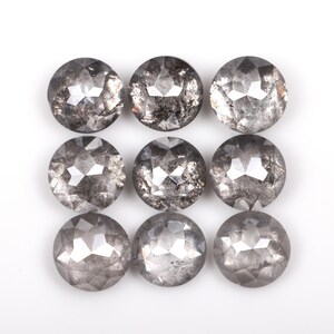 2.24 CT, 3.7 To 3.5 MM | Salt And Pepper Diamond | Round Rose Cut Diamond | Natural Loose Earth Mined Diamond For Earrings [9 pcs] | MM0162