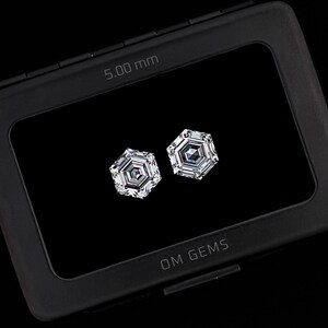 5,0 mm / Diamante de corte hexagonal / Diamante de laboratorio / Diamante cultivado en laboratorio / Diamante creado en laboratorio / Diamante de corte antiguo / Diamante de corte único para aretes imagen 7