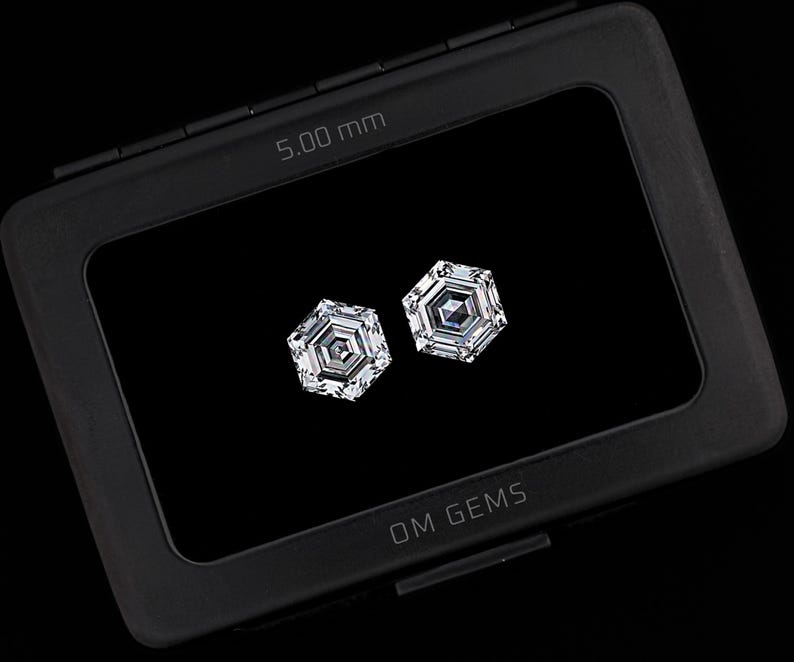 5,0 mm / Diamante de corte hexagonal / Diamante de laboratorio / Diamante cultivado en laboratorio / Diamante creado en laboratorio / Diamante de corte antiguo / Diamante de corte único para aretes imagen 7