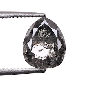 0.86 CT, 6.9 X 5.7 MM | Salt And Pepper Pear Cut Diamond | Natural Loose Earth Mined Diamond For Engagement Ring & Wedding Ring | MV0049