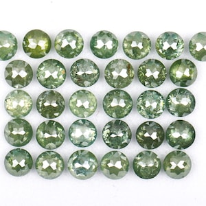 2.8 To 2.9 MM | Enhanced Green Color Diamond | Round Rose Cut Diamond | Natural Loose Diamond For Earring Pair & Wedding Ring [1 To 5 PCS]
