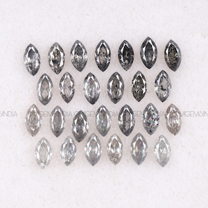 3.0 X 1.5 MM | Salz und Pfeffer Diamant | Diamant mit Marquise Schliff | Natürlicher loser Diamant | Erde abgebaut Diamant für Ehering & Ohrring Paar