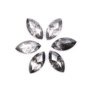 1.02 ct, 5,0 X 2,5 MM | Salz und Pfeffer Diamant im Marquiseschliff | Natürlicher Loser Diamant für Verlobungsring & Ehering | [6STK.] | OM7347