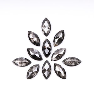 2.50 CT, 6,0 X 3,0 MM | Salz und Pfeffer Diamant im Marquiseschliff | Natürlicher loser Diamant für Verlobungsring & Ehering [11 STÜCK] | mv0021