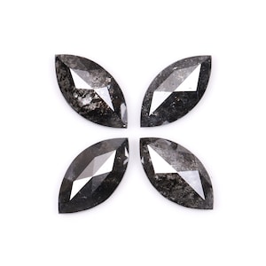 0,96 ct, 6,3 X 3,2 MM | Salz und Pfeffer Diamant im Marquiseschliff | Natürlicher loser Diamant für Verlobungsring & Ehering [4 STÜCK] | mv0014