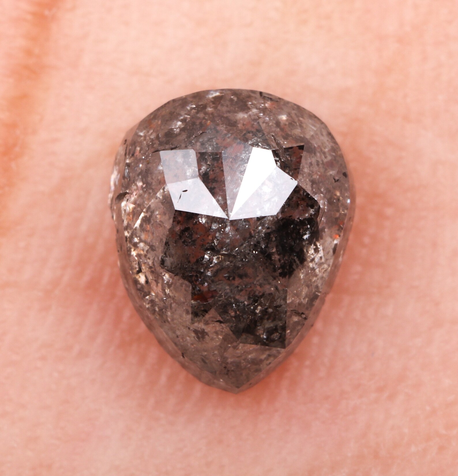 1.37 CT 6.8 X 5.4 MM Salt and Pepper Diamond Pear Shape Etsy