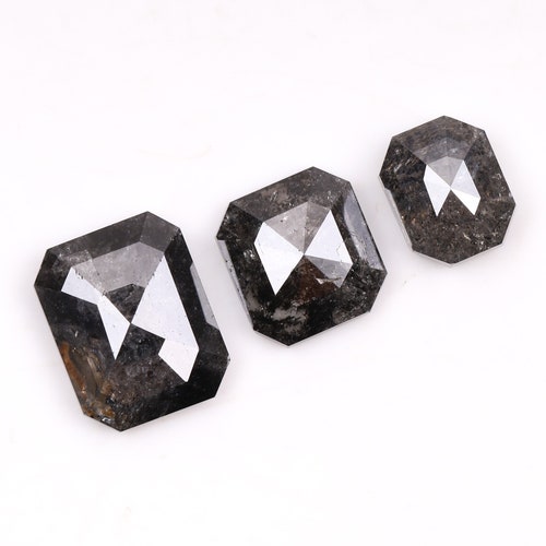 1.49 CT, 4.3 To 5.9 MM | Salt And Pepper Emerald Cut Diamond | Natural Loose Diamond For Engagement Ring shops & Wedding Ring | [3 PCS] | OM6325