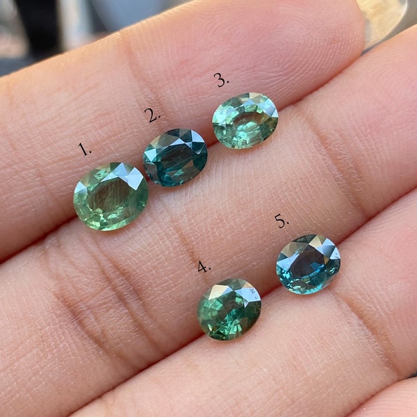 Natural Sapphire | Natural Green Sapphire | Oval Cut Sapphire | Natural Sapphire For Engagement Ring, Wedding Ring & Earring Pair | OMG0026