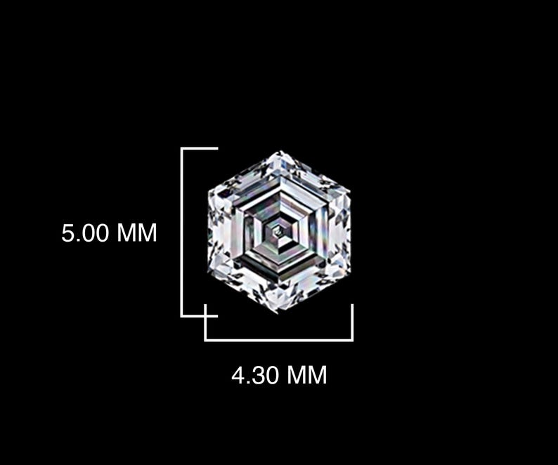 5,0 mm / Diamante de corte hexagonal / Diamante de laboratorio / Diamante cultivado en laboratorio / Diamante creado en laboratorio / Diamante de corte antiguo / Diamante de corte único para aretes imagen 2