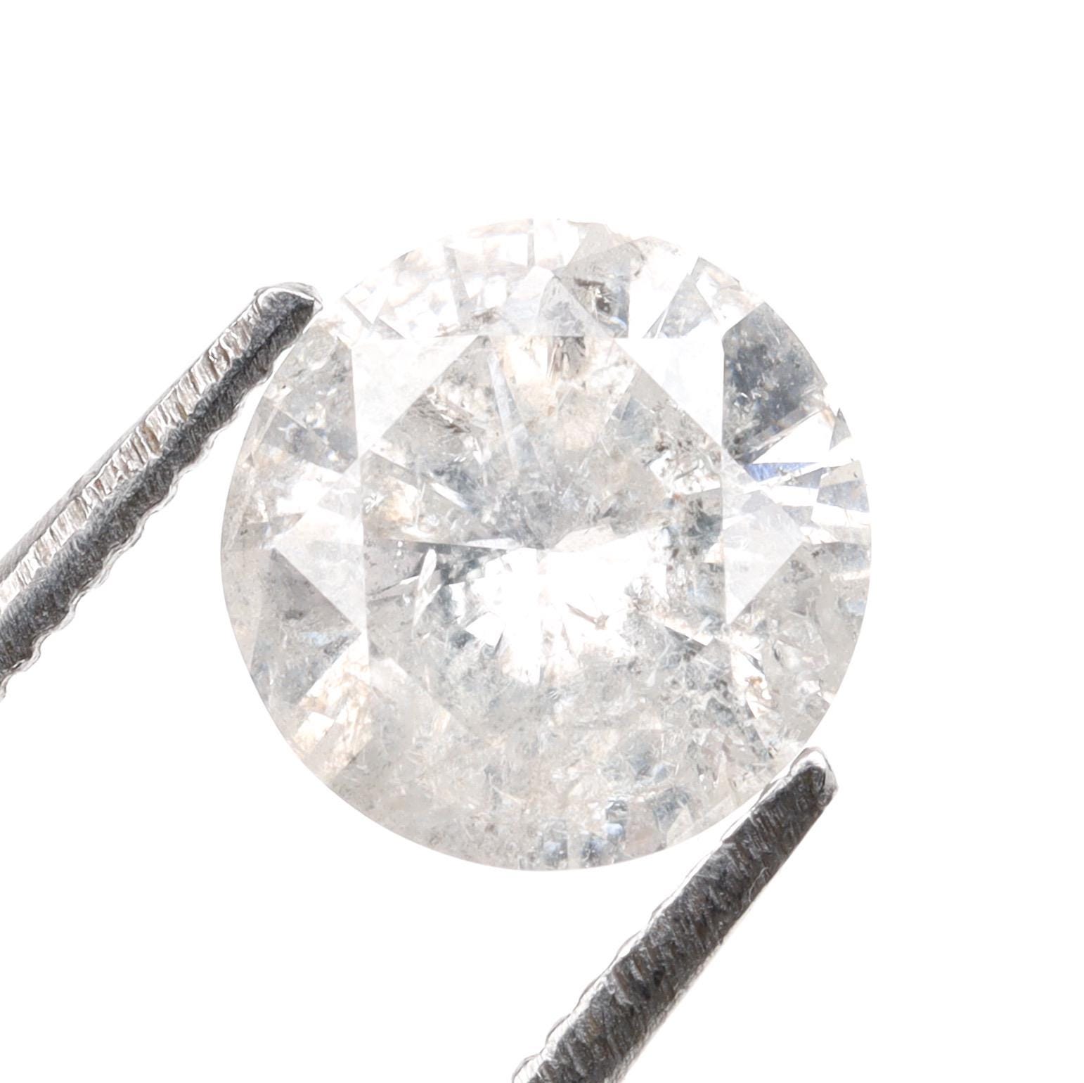 0.84 CT, 6.2 MM | Salt And Pepper Diamond | Round Brilliant Cut Diamond | Natural Loose Diamond For Engagement Ring & Wedding Ring | OM2914
