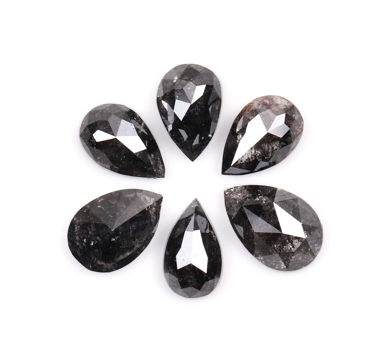 1.10 CT, 4.1 To 4.6 MM, Salt And Pepper Diamond, Pear Shape Minimal Diamond, Handmade Jewelry Diamond, Minimalist Diamond [6 PCS] | OM5056