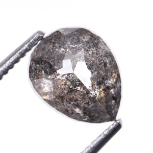0.89 CT, 6.5 X 5.3 MM | Salt And Pepper Pear Cut Diamond | Natural Loose Earth Mined Diamond For Engagement Ring & Wedding Ring | OM2100