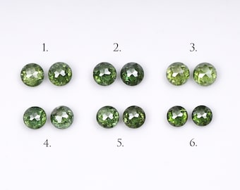 3.4 To 3.9 MM | Enhanced Green Color Diamond | Round Rose Cut Diamond Pair | Natural Loose Diamond For Earring Pair & Wedding Ring | OM9417