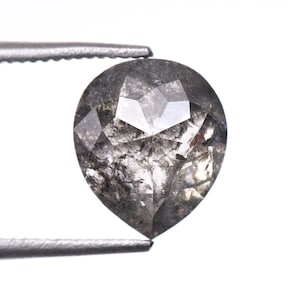 1.80 CT, 8.0 X 6.8 MM | Salt And Pepper Pear Cut Diamond | Natural Loose Earth Mined Diamond For Engagement Ring & Wedding Ring | OM78133